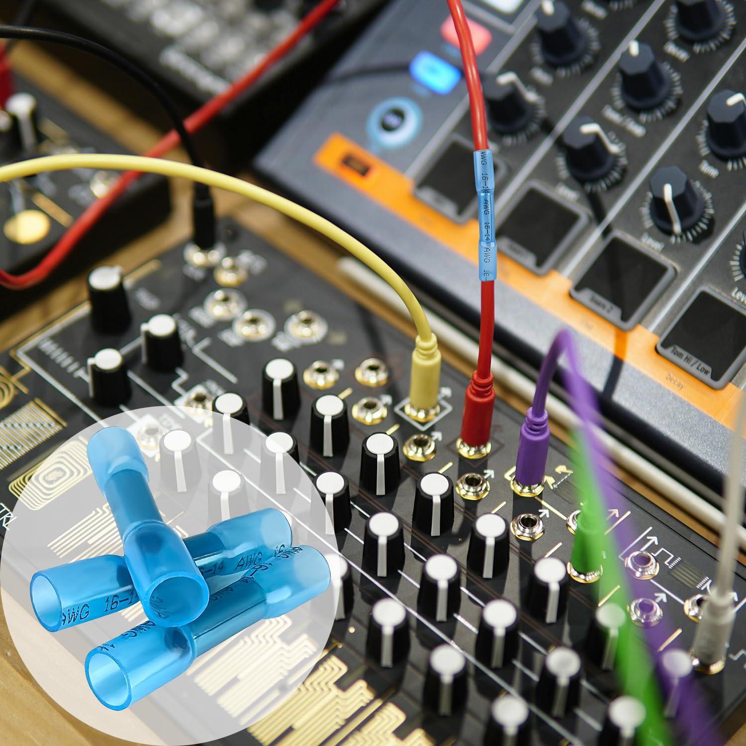 Conectores de Crimpado Termorretráctil 100Pcs Azul 16-14 AWG