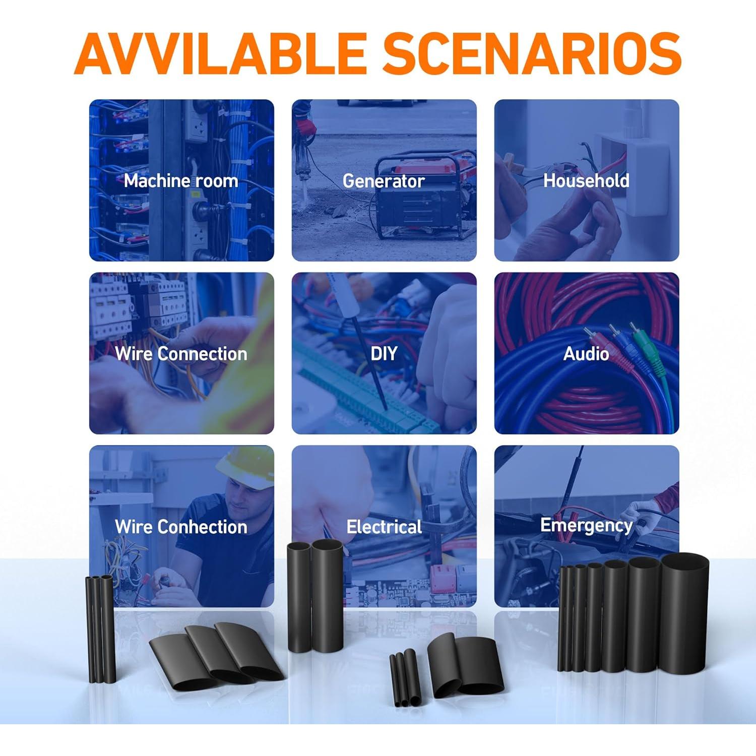 Kit de Tubos Termocontraíbles TKDMR 446 Piezas 4:1 Negro