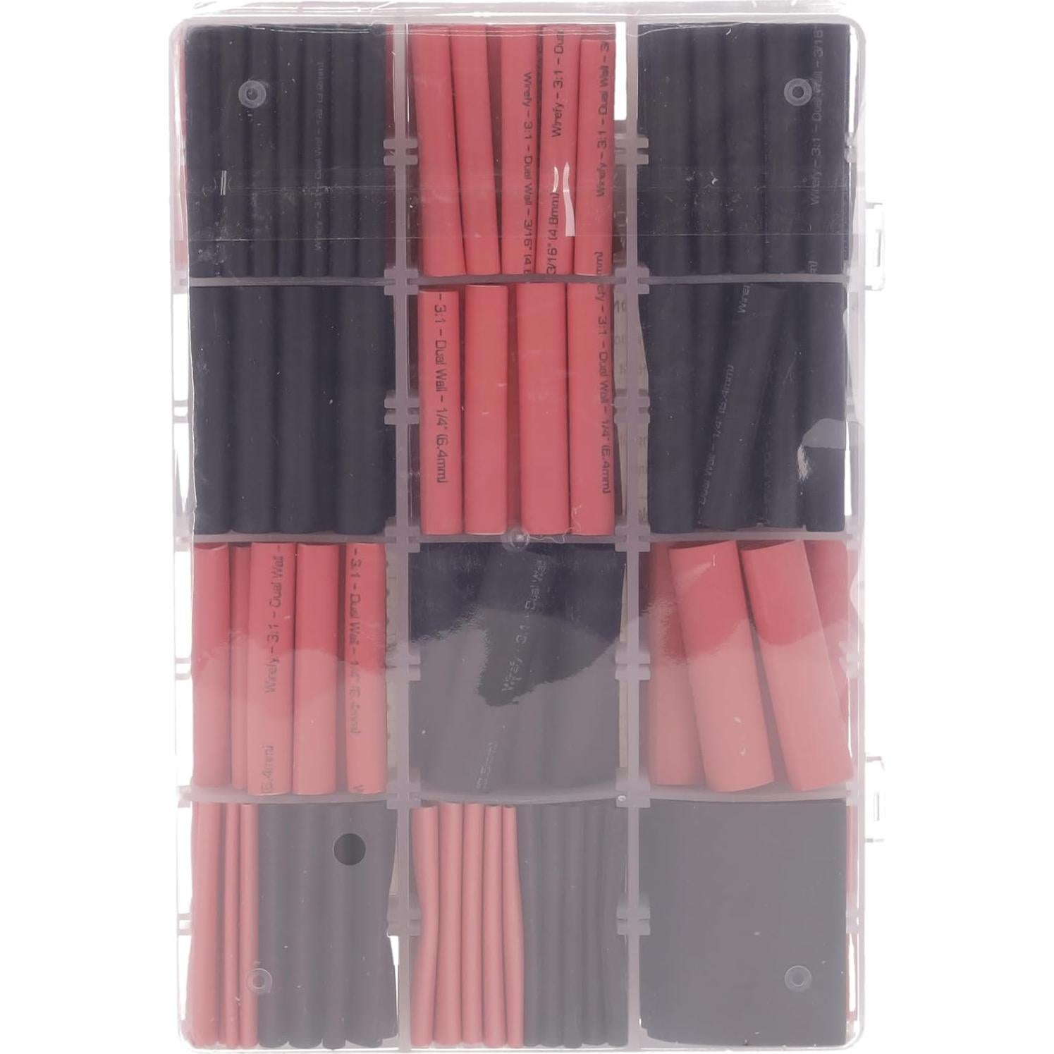 Kit de Tubos Termocontraíbles Wirefy 200pcs Negro y Rojo 3:1
