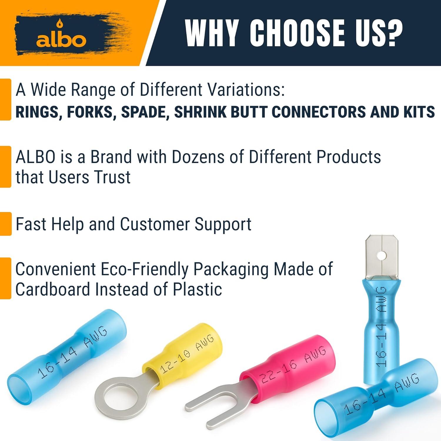 150 Conectores de Horquilla Termorretráctil Azul #10 16-14 AWG