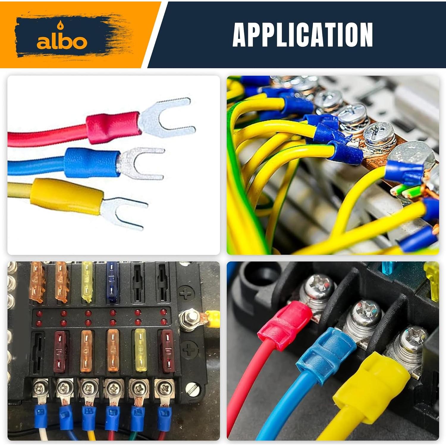 150 Conectores de Horquilla Termorretráctil Azul #10 16-14 AWG