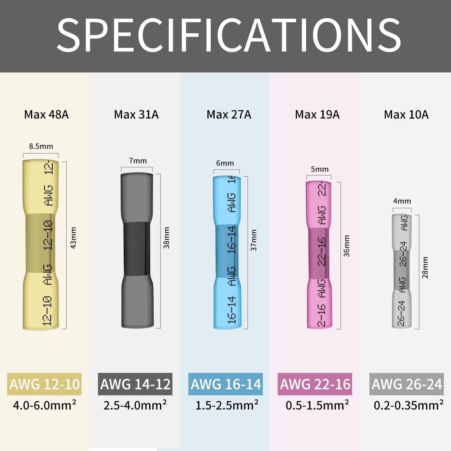 Conectores de terminales crimpados Qizpcer 12-10 AWG a prueba de agua