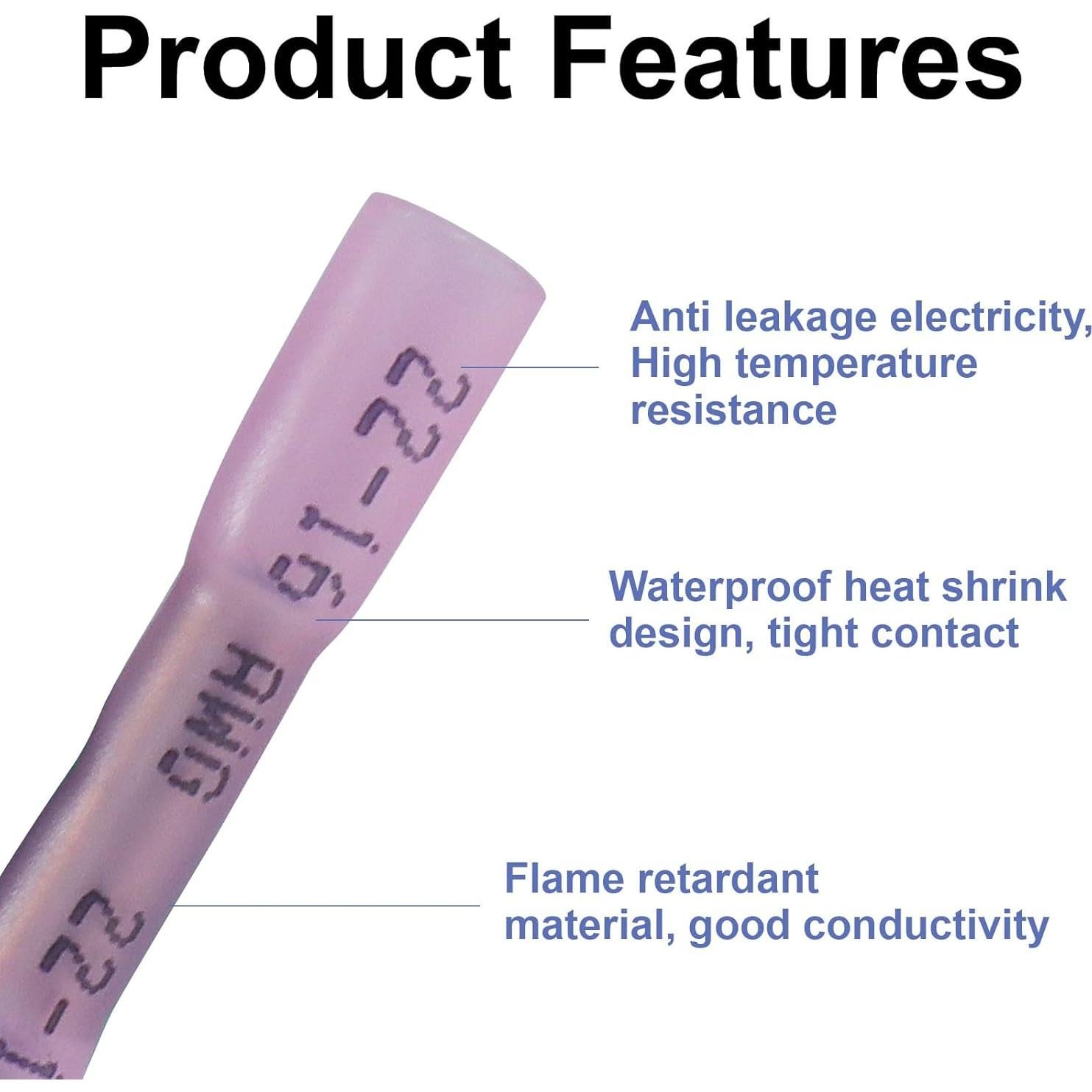 Conectores de Empalme Termocontraíbles Murtenze 22-16 AWG 100 Pcs