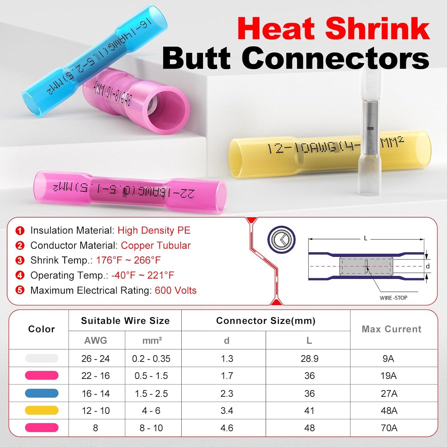 Conectores de Termofusión AIRIC 22-16 AWG 100 Pcs Impermeables