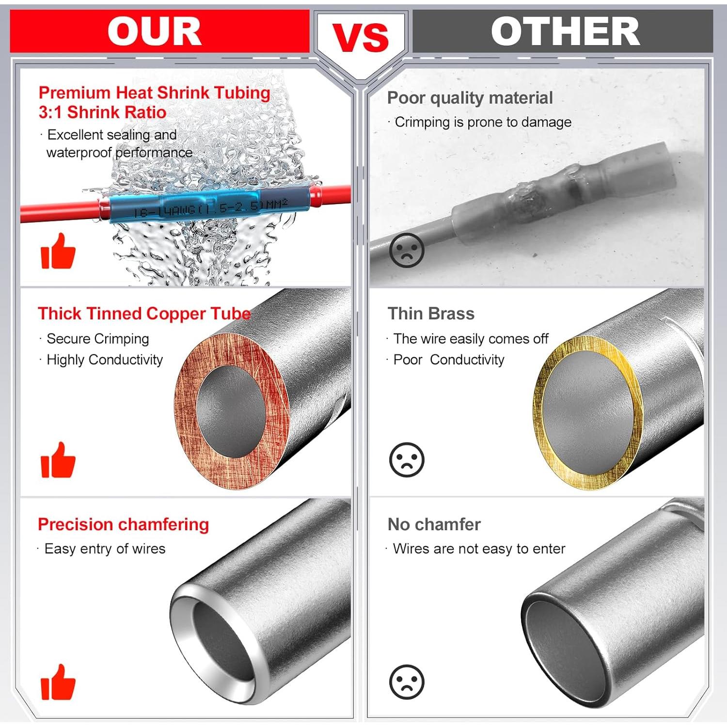 Conectores de Termofusión AIRIC 22-16 AWG 100 Pcs Impermeables