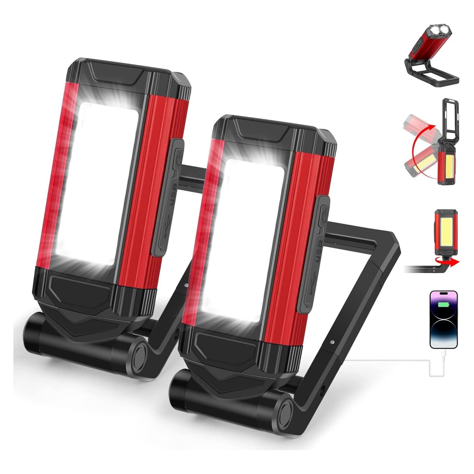 Luz de Trabajo LED Magnética YiaMia Recargable 2 Piezas 1000 Lúmenes