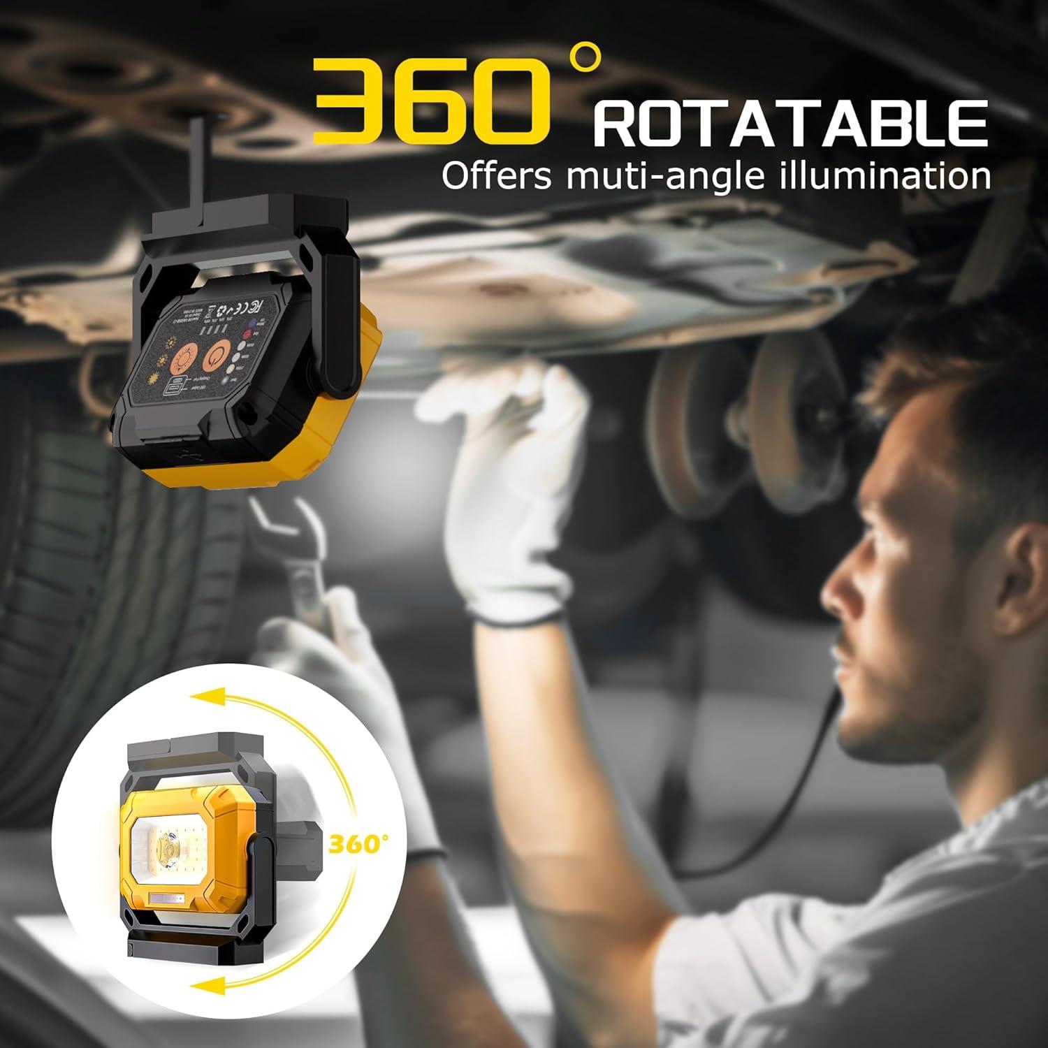 Luz de Trabajo LED Recargable Keadeso 1500LM Magnética 4000mAh