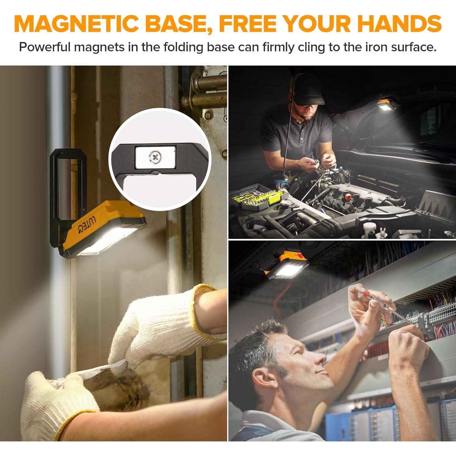 LUTEC Luz de Trabajo LED Recargable 1000 Lúmenes Magnética