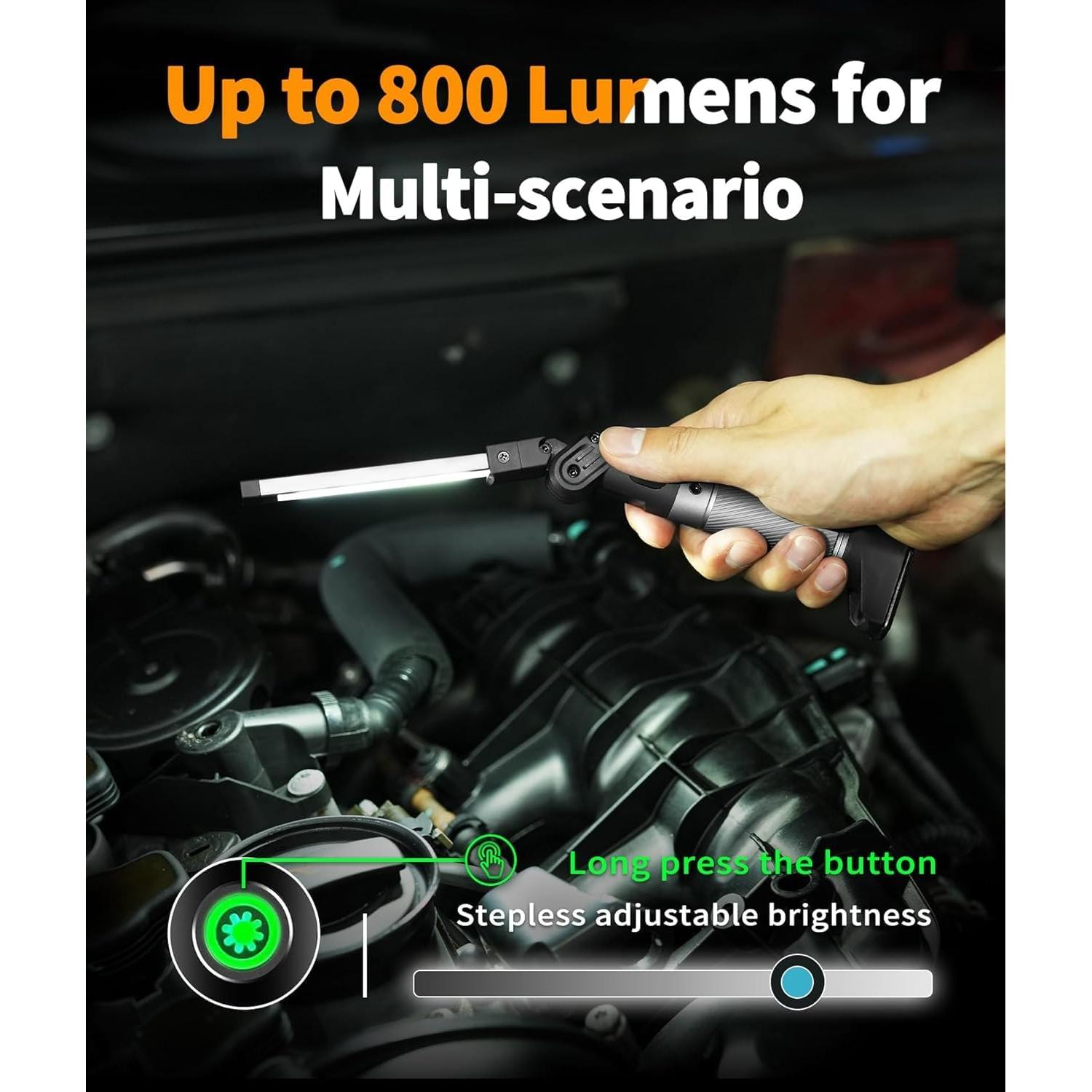 Luz de Trabajo Magnética HOTLIGH 800 Lúmenes Recargable 2200mAh