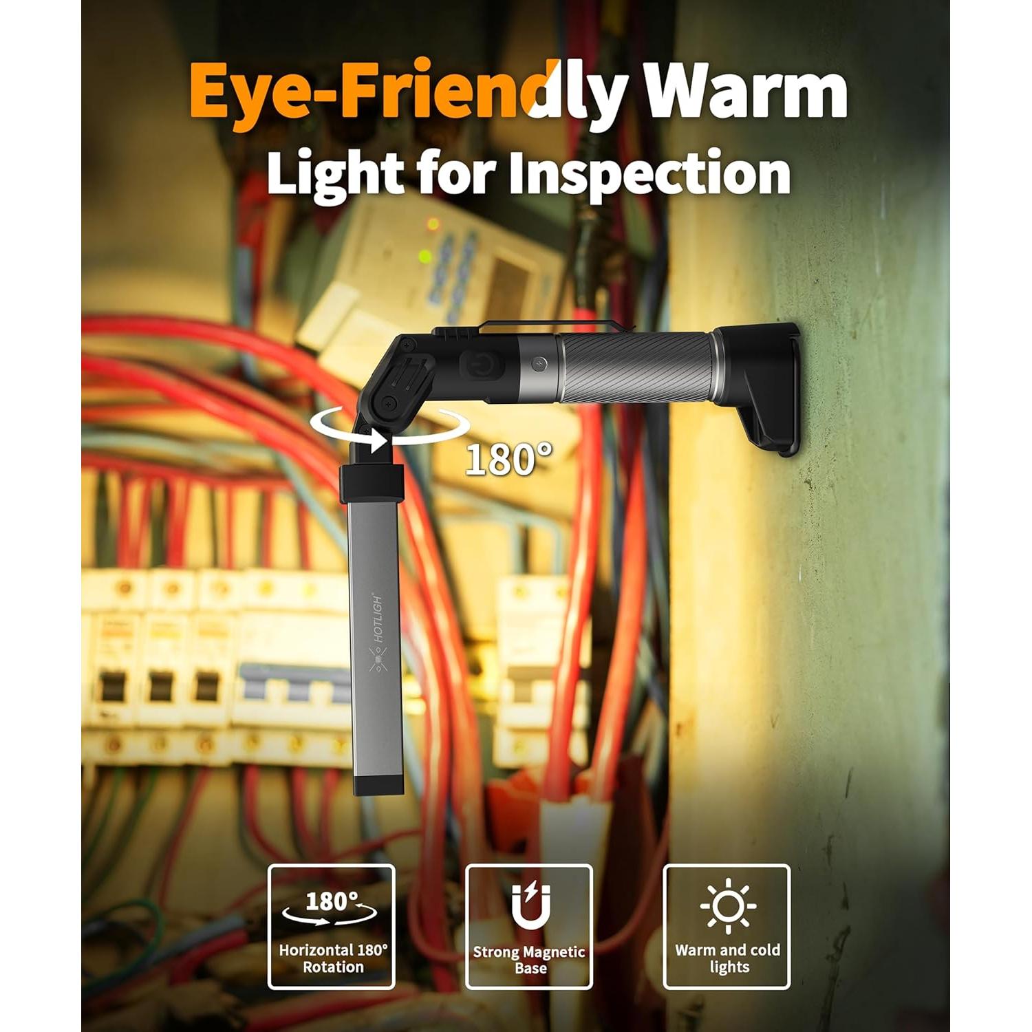 Luz de Trabajo Magnética HOTLIGH 800 Lúmenes Recargable 2200mAh