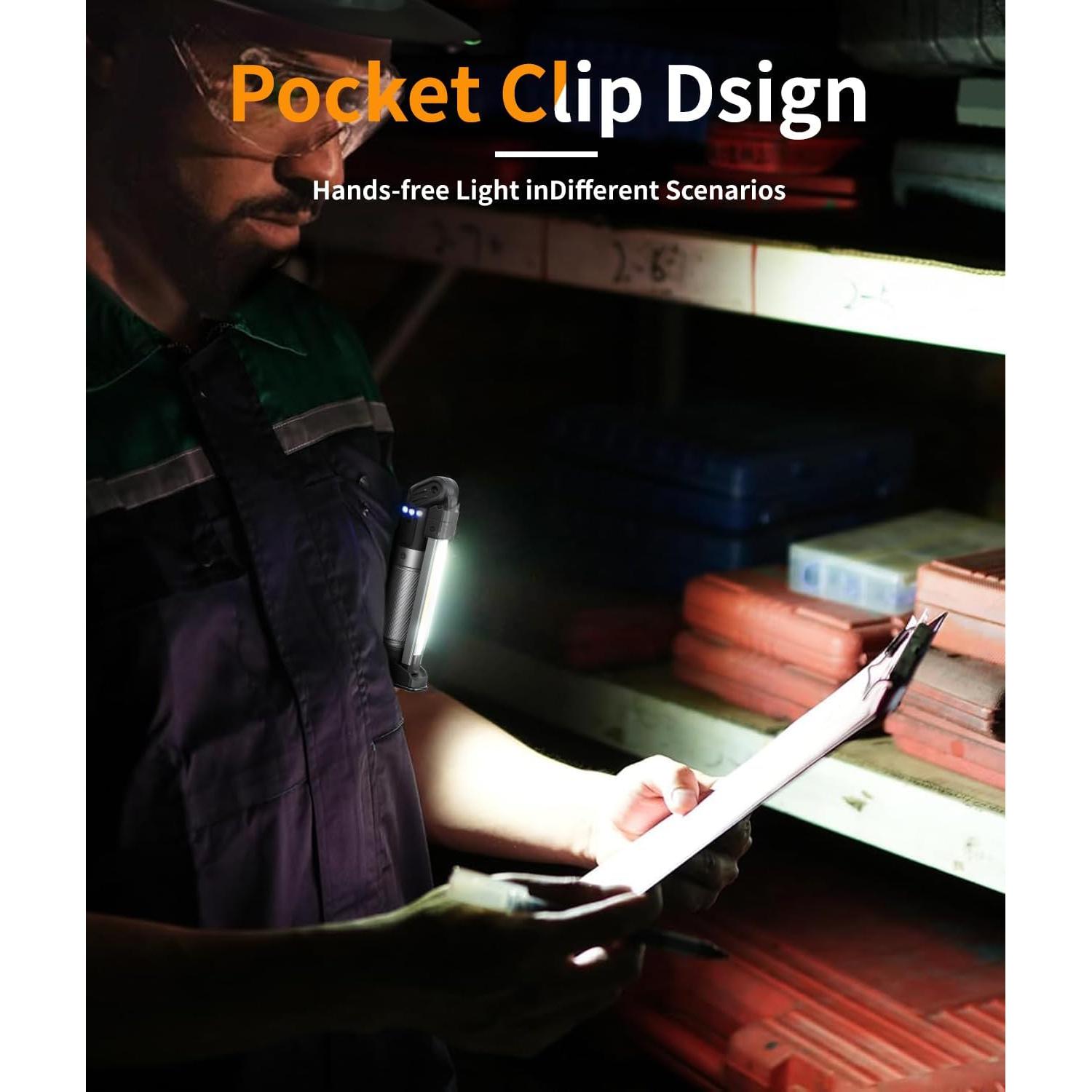 Luz de Trabajo Magnética HOTLIGH 800 Lúmenes Recargable 2200mAh