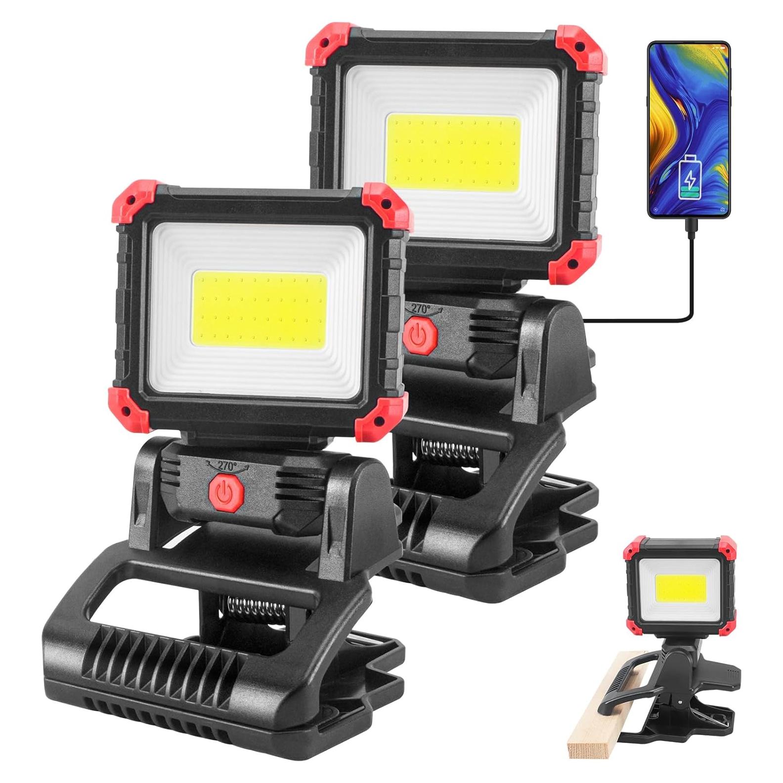 Luz de Trabajo LED COB Recargable Tresda 2100 Lúmenes 2Pack