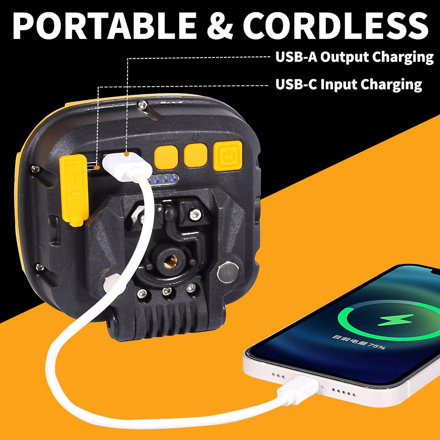 Paquete de 2 Luces de Trabajo LED GOZLILU 5000 Lúmenes Recargables