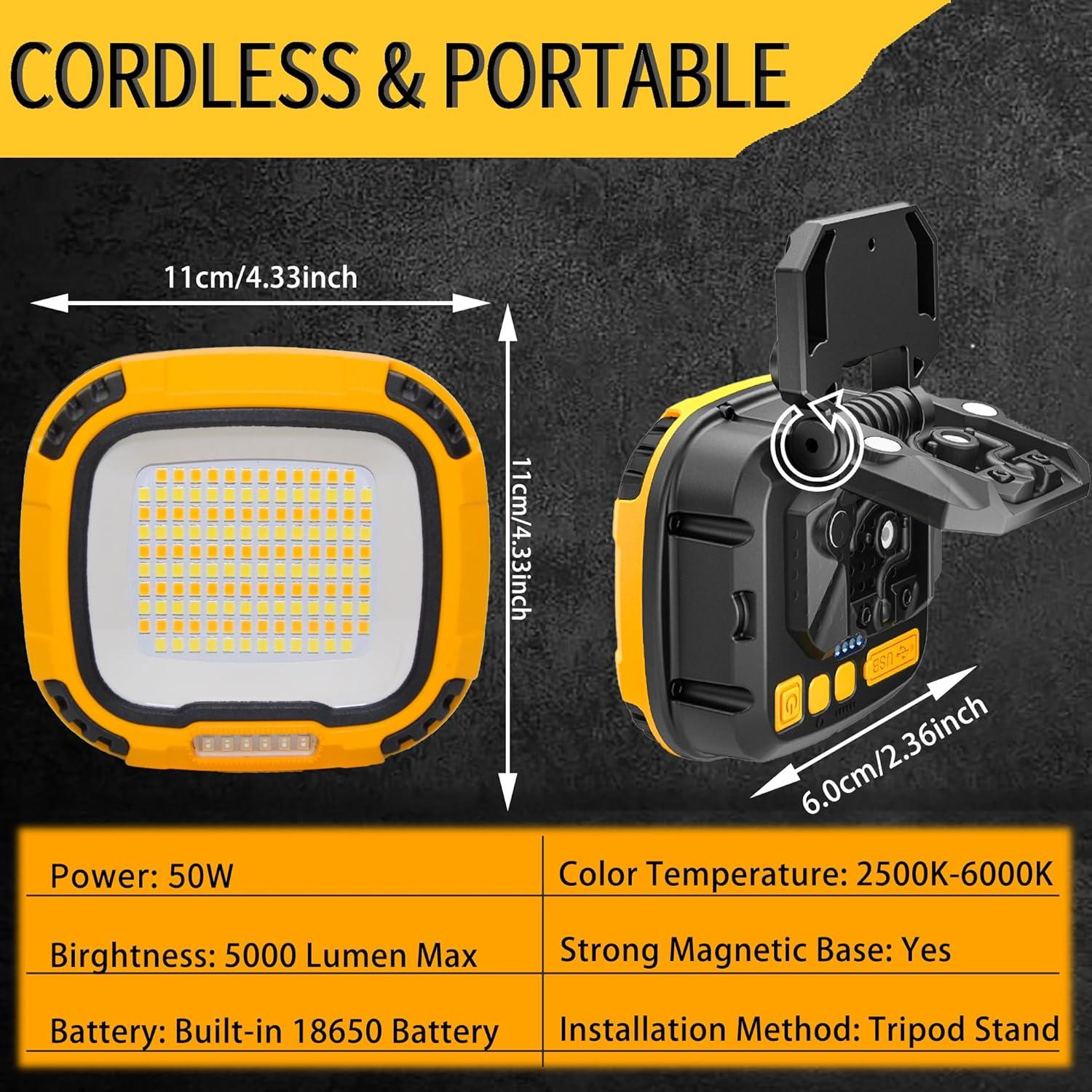 Paquete de 2 Luces de Trabajo LED GOZLILU 5000 Lúmenes Recargables