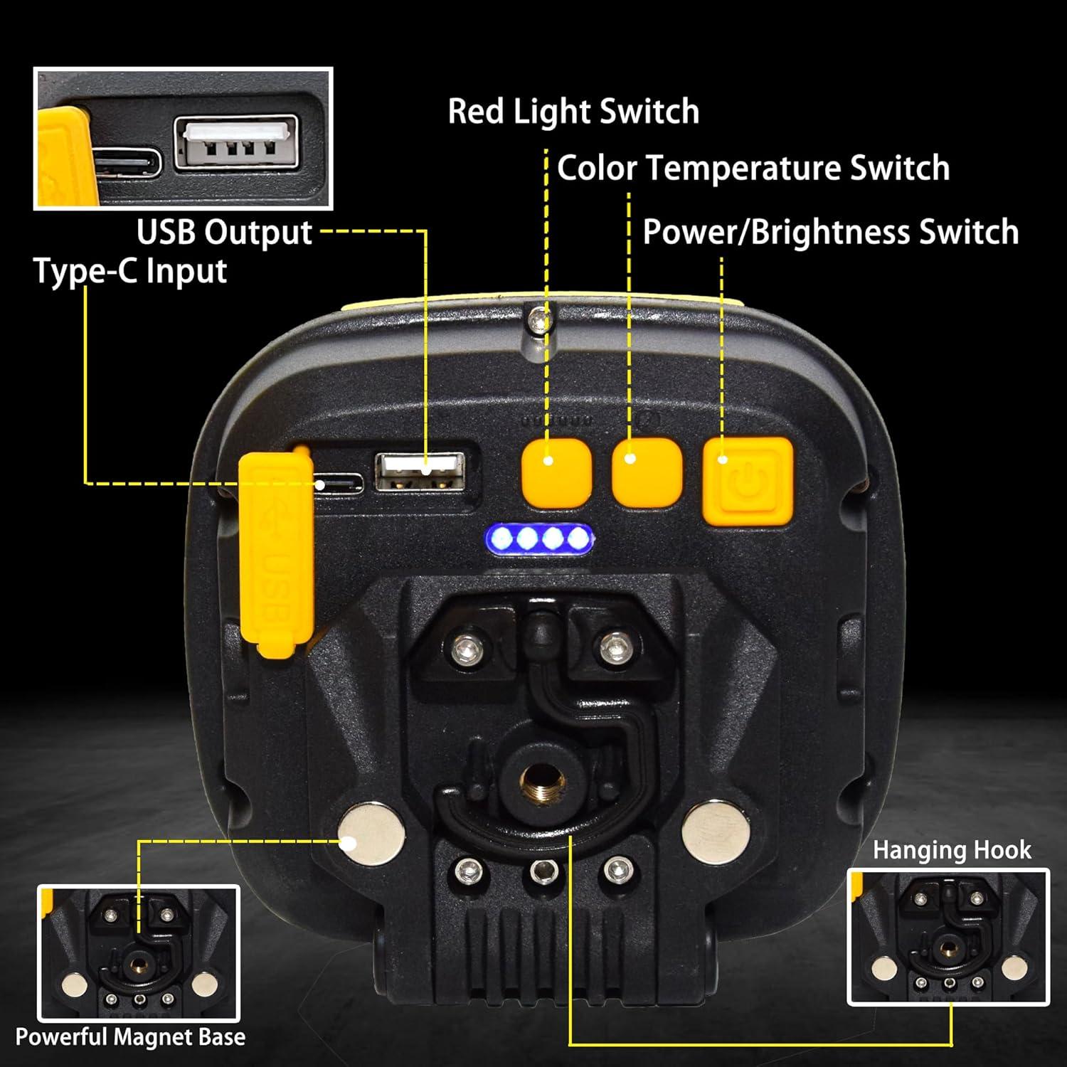 Paquete de 2 Luces de Trabajo LED GOZLILU 5000 Lúmenes Recargables