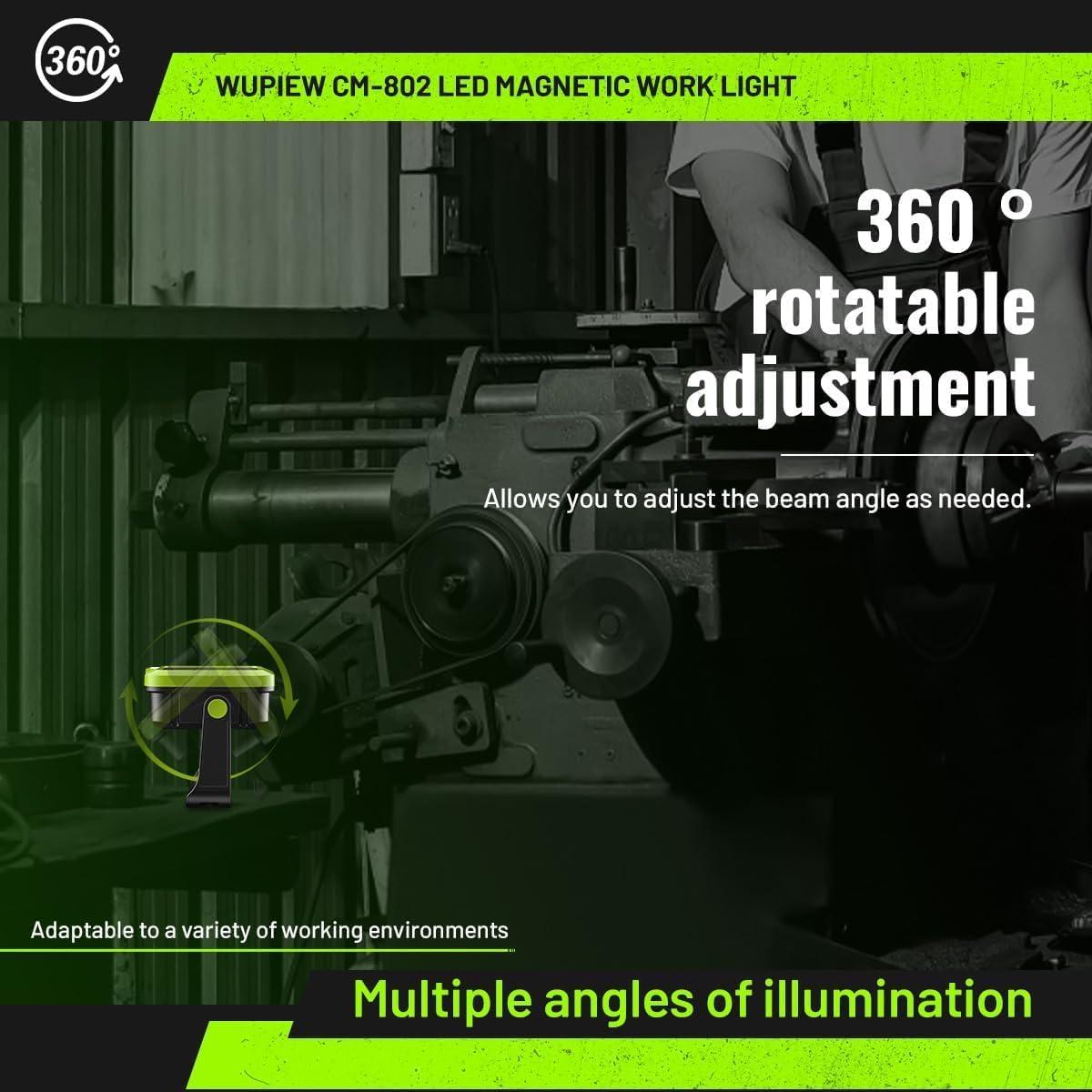 Luz de Trabajo Magnética Recargable Wupiew CM802 1500 Lúmenes