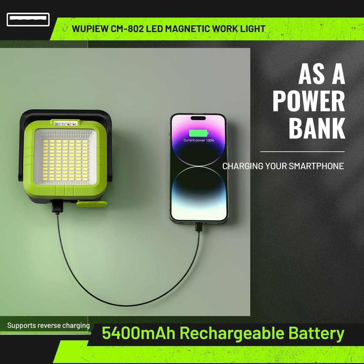 Luz de Trabajo Magnética Recargable Wupiew CM802 1500 Lúmenes