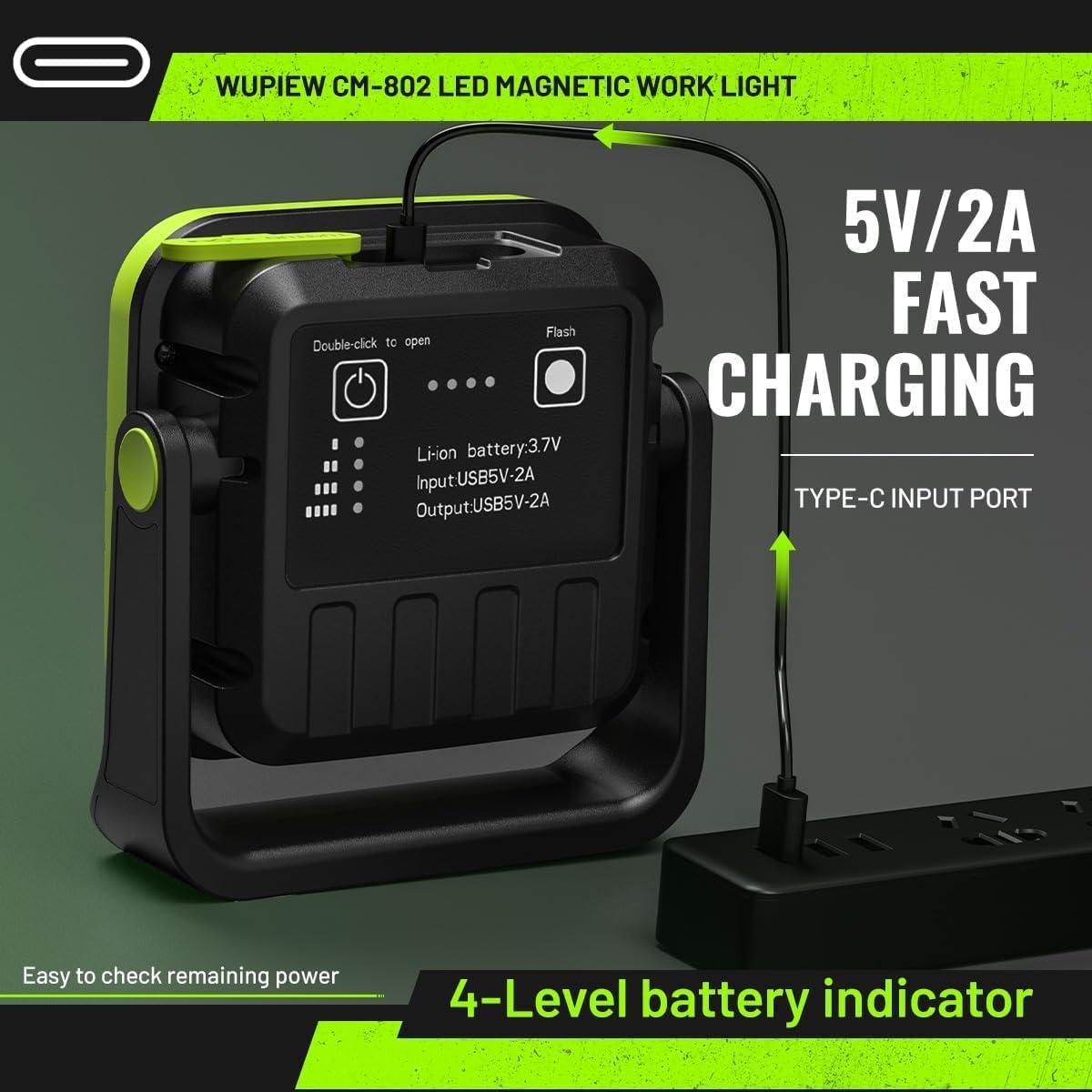 Luz de Trabajo Magnética Recargable Wupiew CM802 1500 Lúmenes