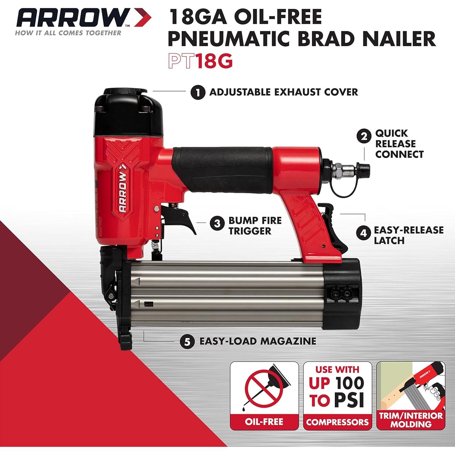 Clavadora neumática Arrow PT18G 18 calibres sin aceite