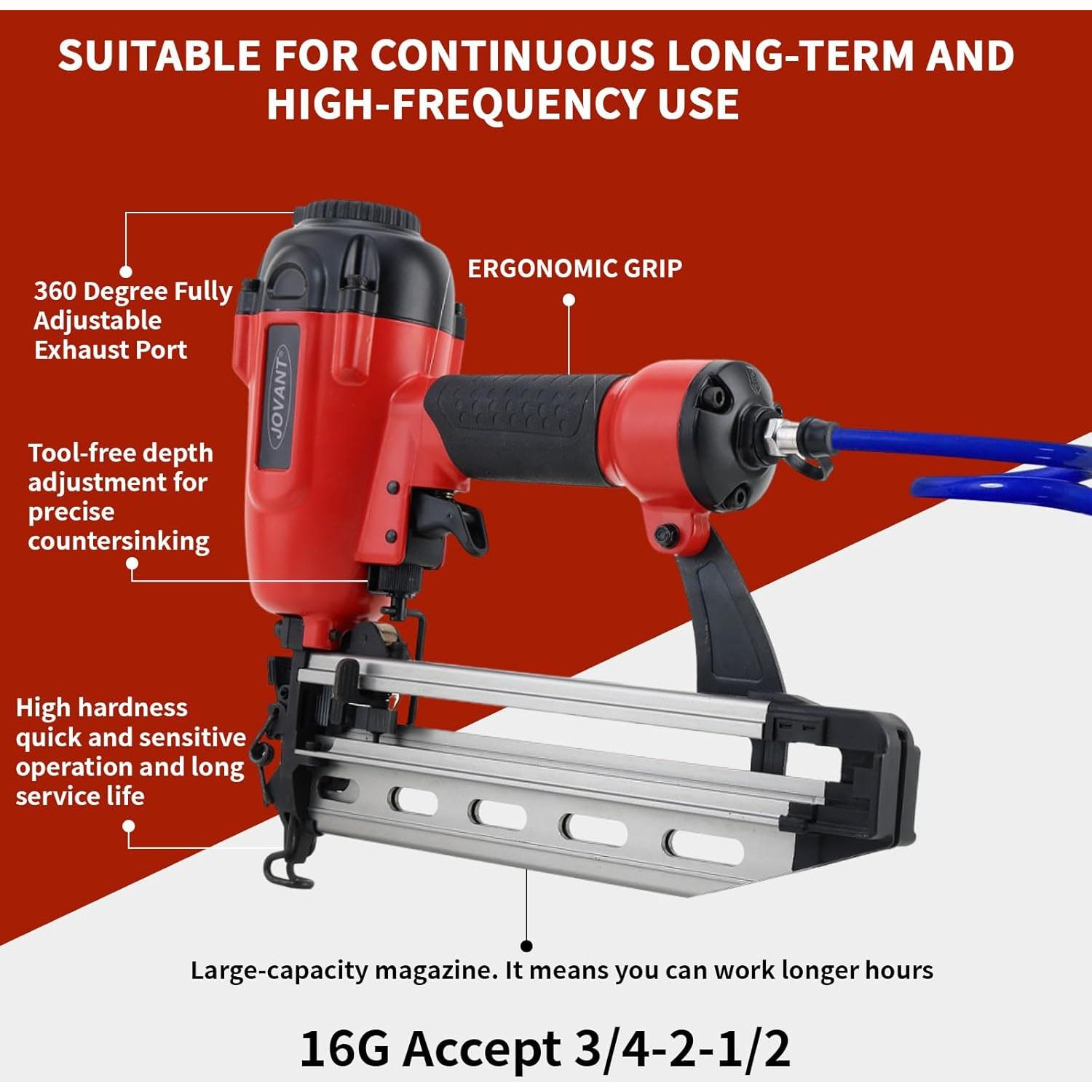 Clavadora Neumática de Acabado Jovant 16G 1.99kg con Bolsa