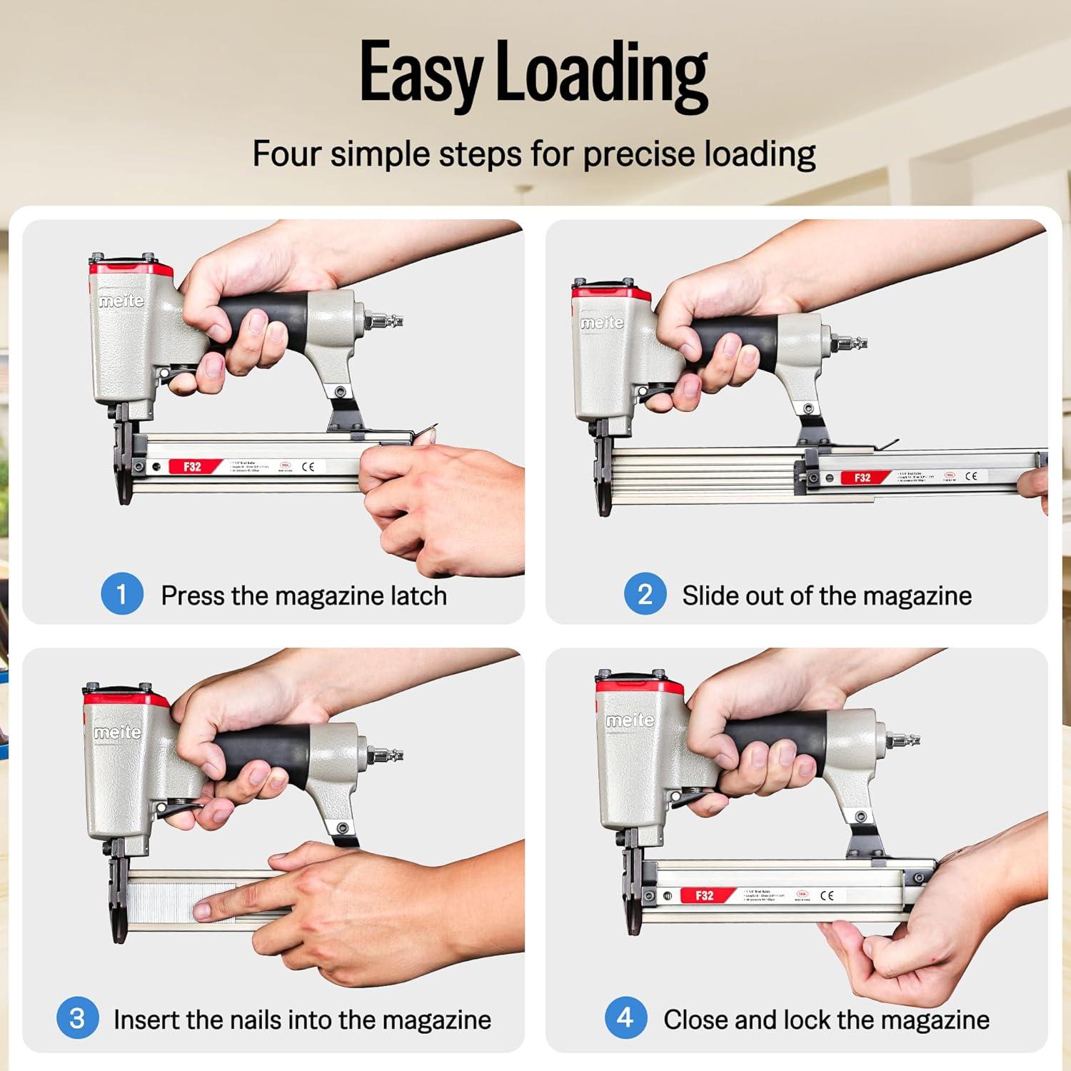 Clavadora de Brad Neumática Meite F32 18 Gauge 3/8" a 1-1/4"