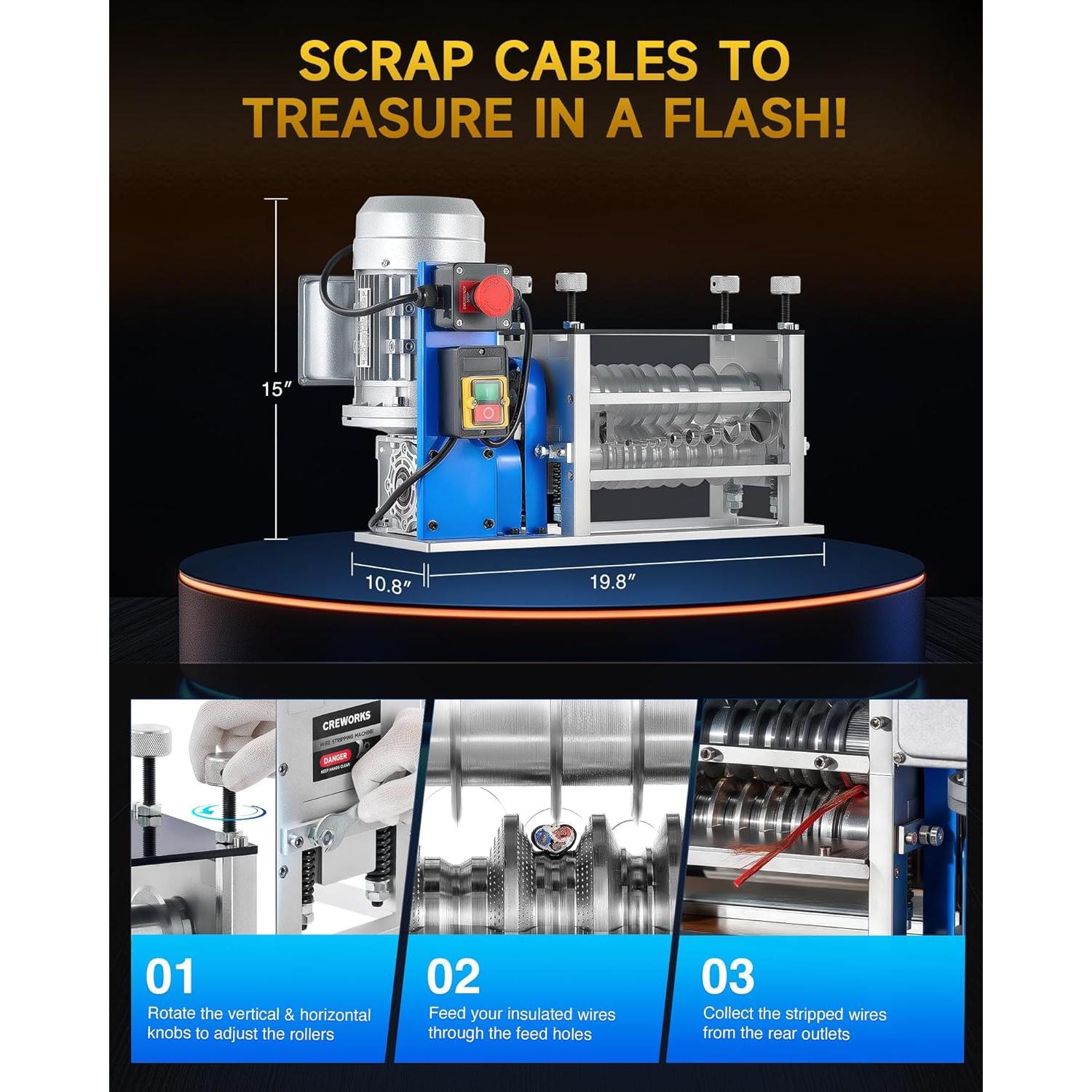 Desforradora Automática de Cables CREWORKS 550W 0.15-4.06 cm