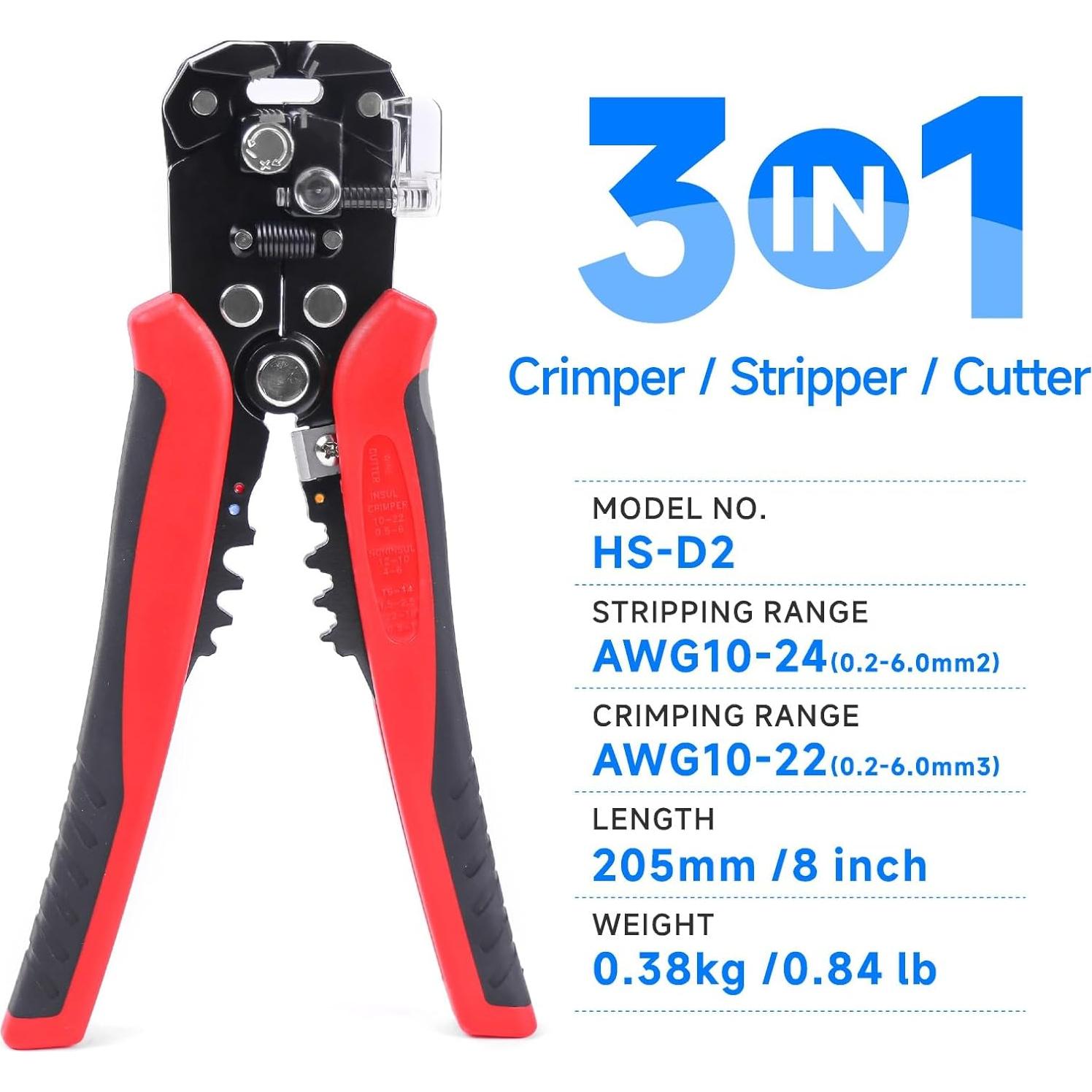 Desforrador Cortador Crimpador Automático Wekesigo 3-en-1 371g