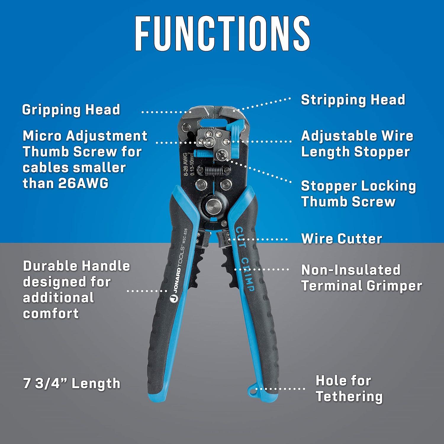 Desforrador y Crimpador de Cables Jonard Tools WSC-826 8-26 AWG