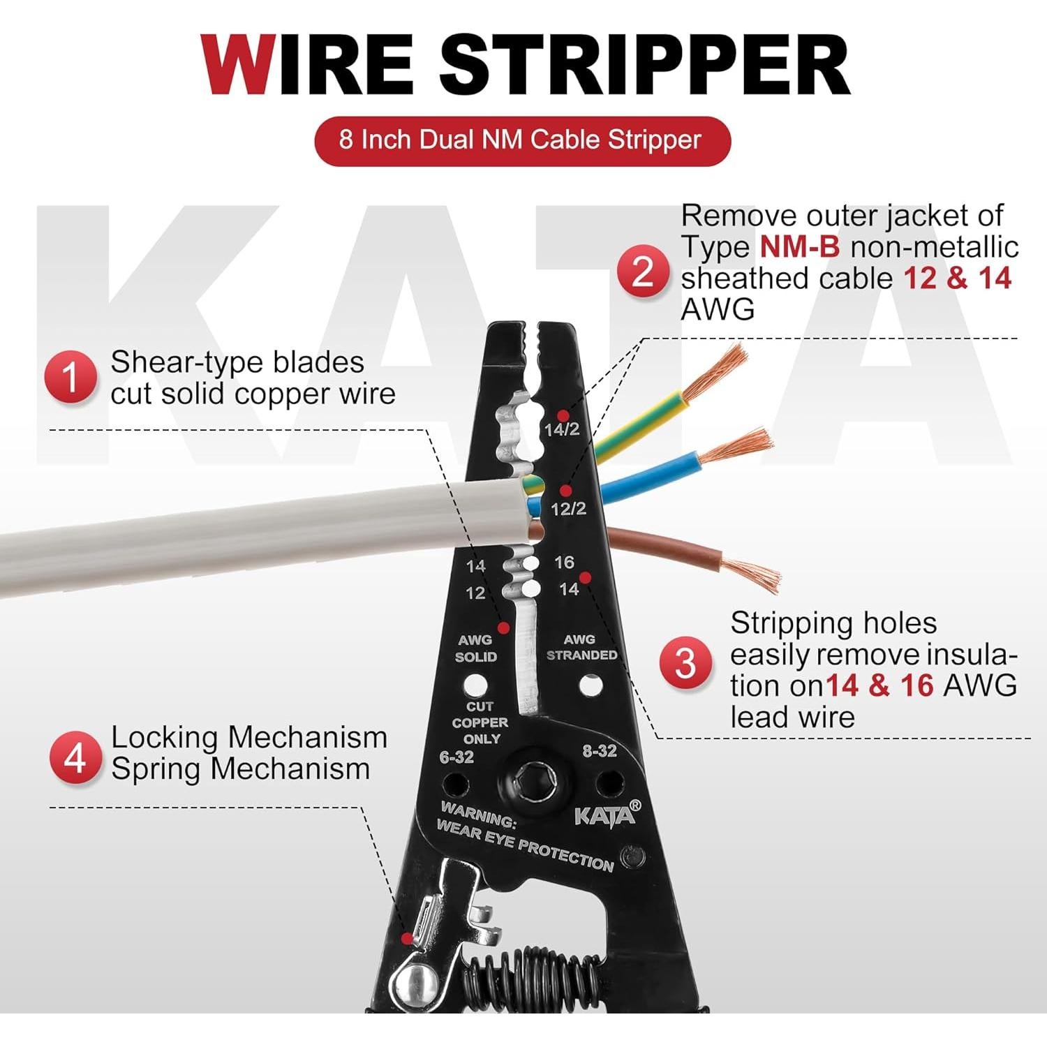 Cortador Desforrador de Alambre KATA 12-16 AWG Ergonómico