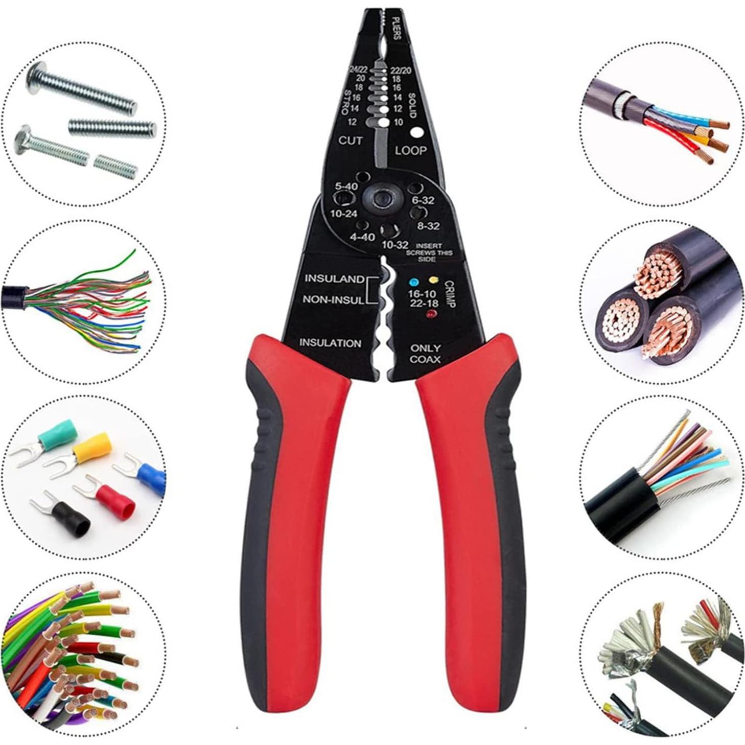 Herramienta Multiusos SZhdxsy 20 cm para Pelar, Cortar y Crimpar Cables