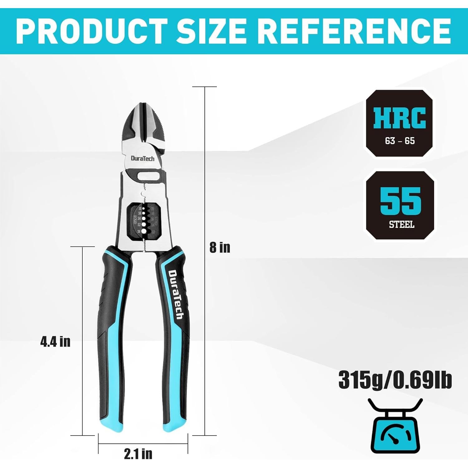 Alicates de Corte Diagonal DURATECH 8" (20.32 cm) Multifuncionales