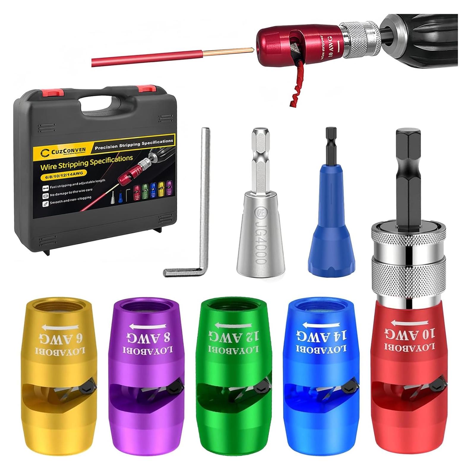 Destripador de Cables CuzConven 8 en 1 para Taladro 6-14 AWG