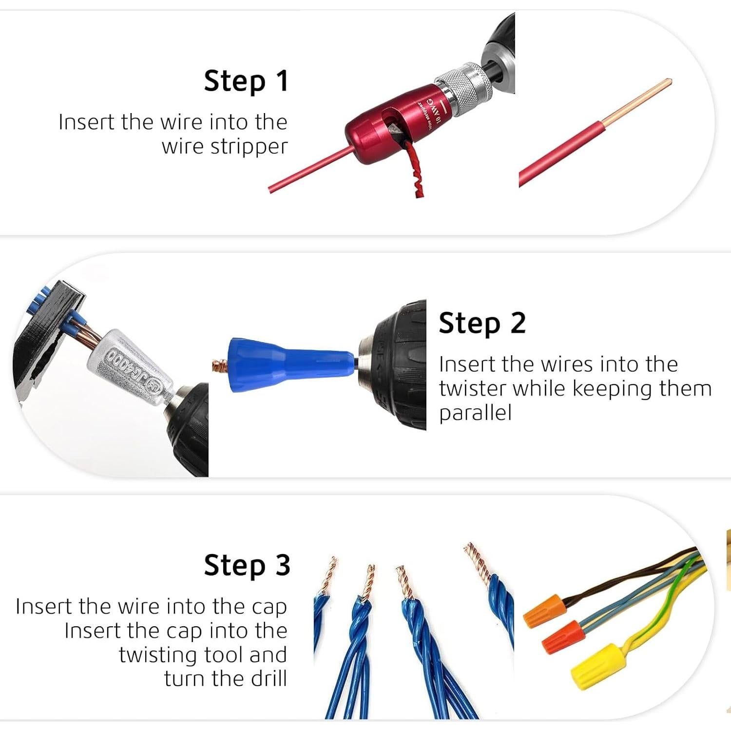 Destripador de Cables CuzConven 8 en 1 para Taladro 6-14 AWG