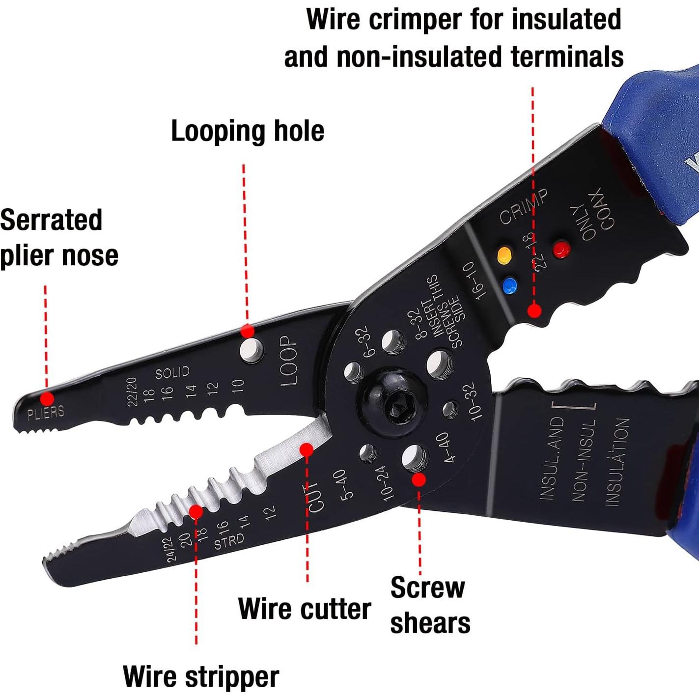 Pelacables WORKPRO 20.8 cm Multiuso para Pelar y Crimpar