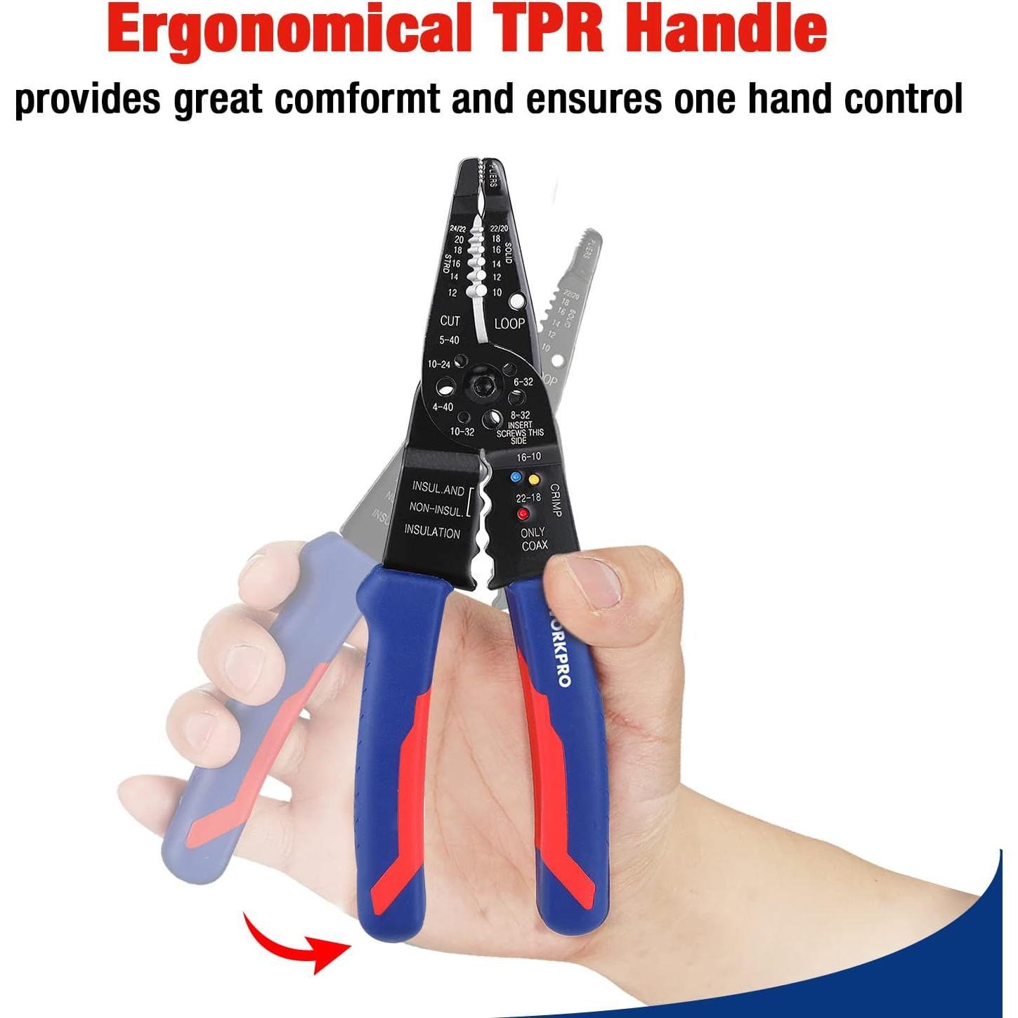 Pelacables WORKPRO 20.8 cm Multiuso para Pelar y Crimpar