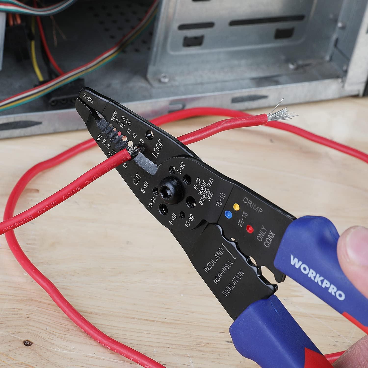 Pelacables WORKPRO 20.8 cm Multiuso para Pelar y Crimpar