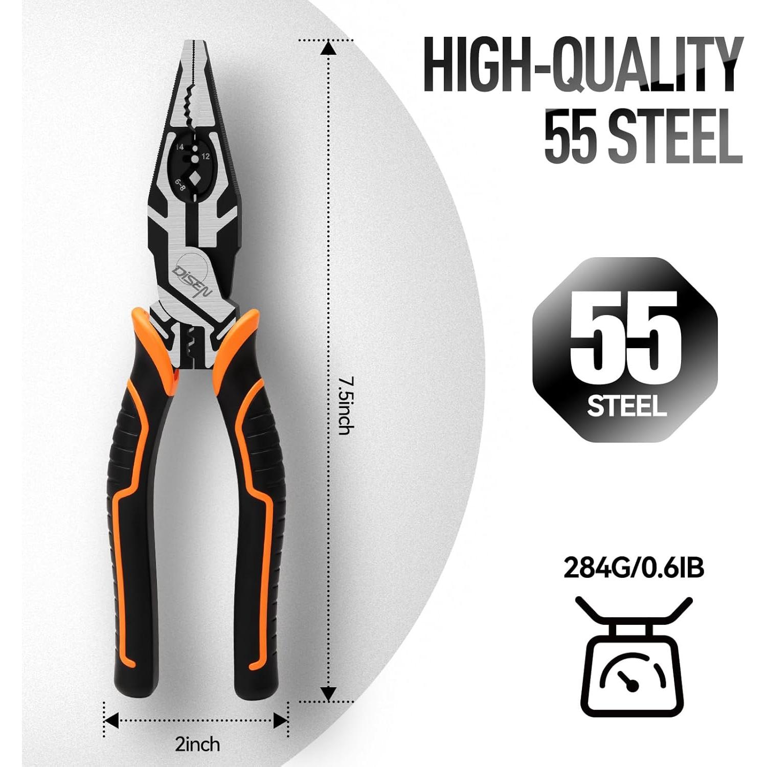 Alicates eléctricos DISEN 22.86 cm 7-en-1 multifuncionales