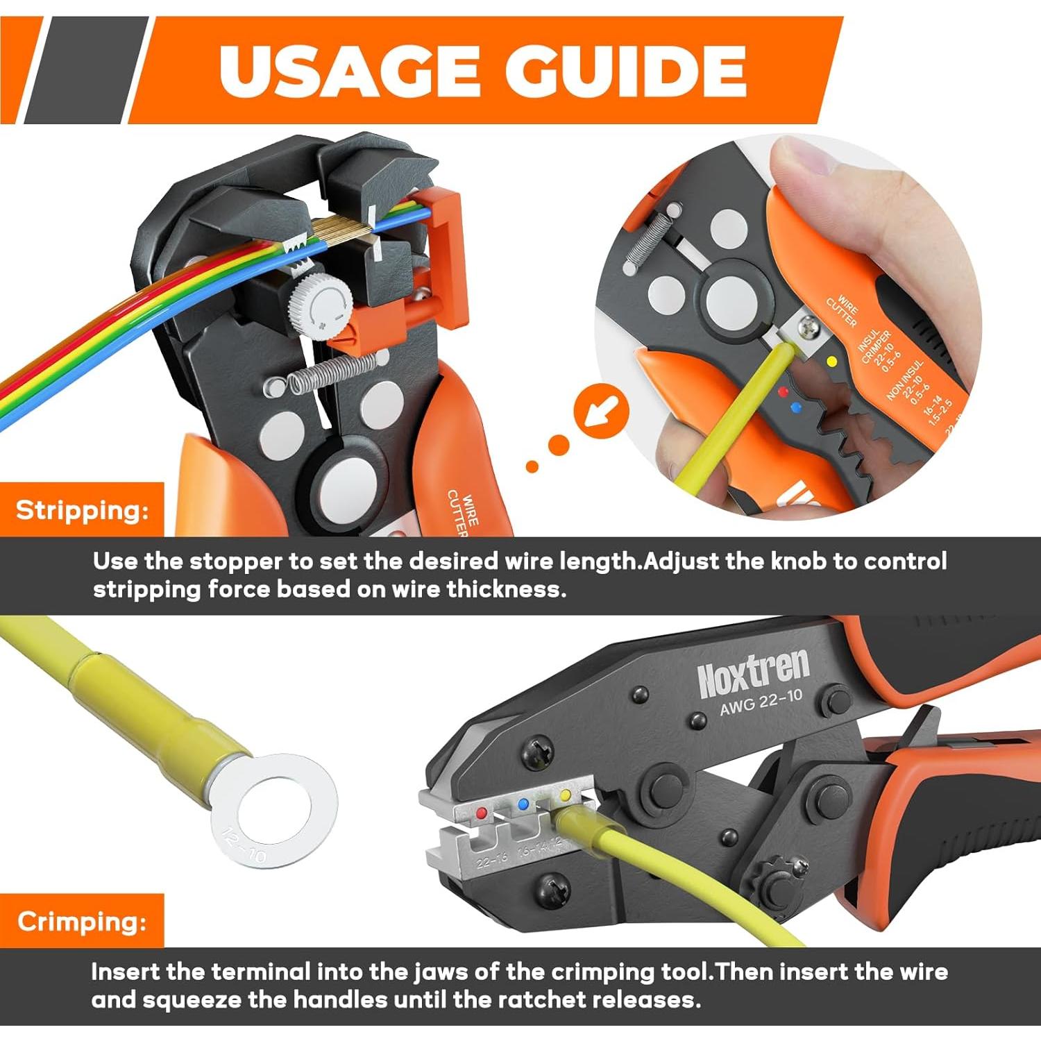 Juego de Destripador y Crimpadora Noxtren AWG 24-10/22-10