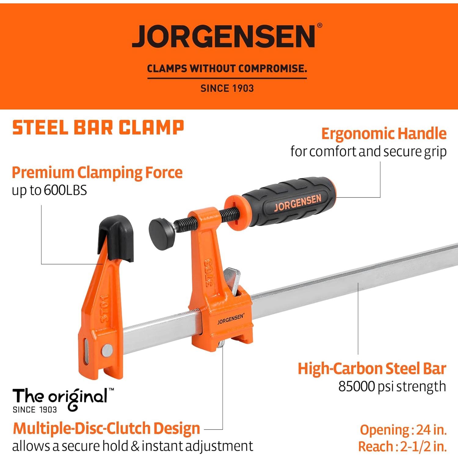 Juego de Abrazaderas de Barra Jorgensen 24" Acero 600 lbs