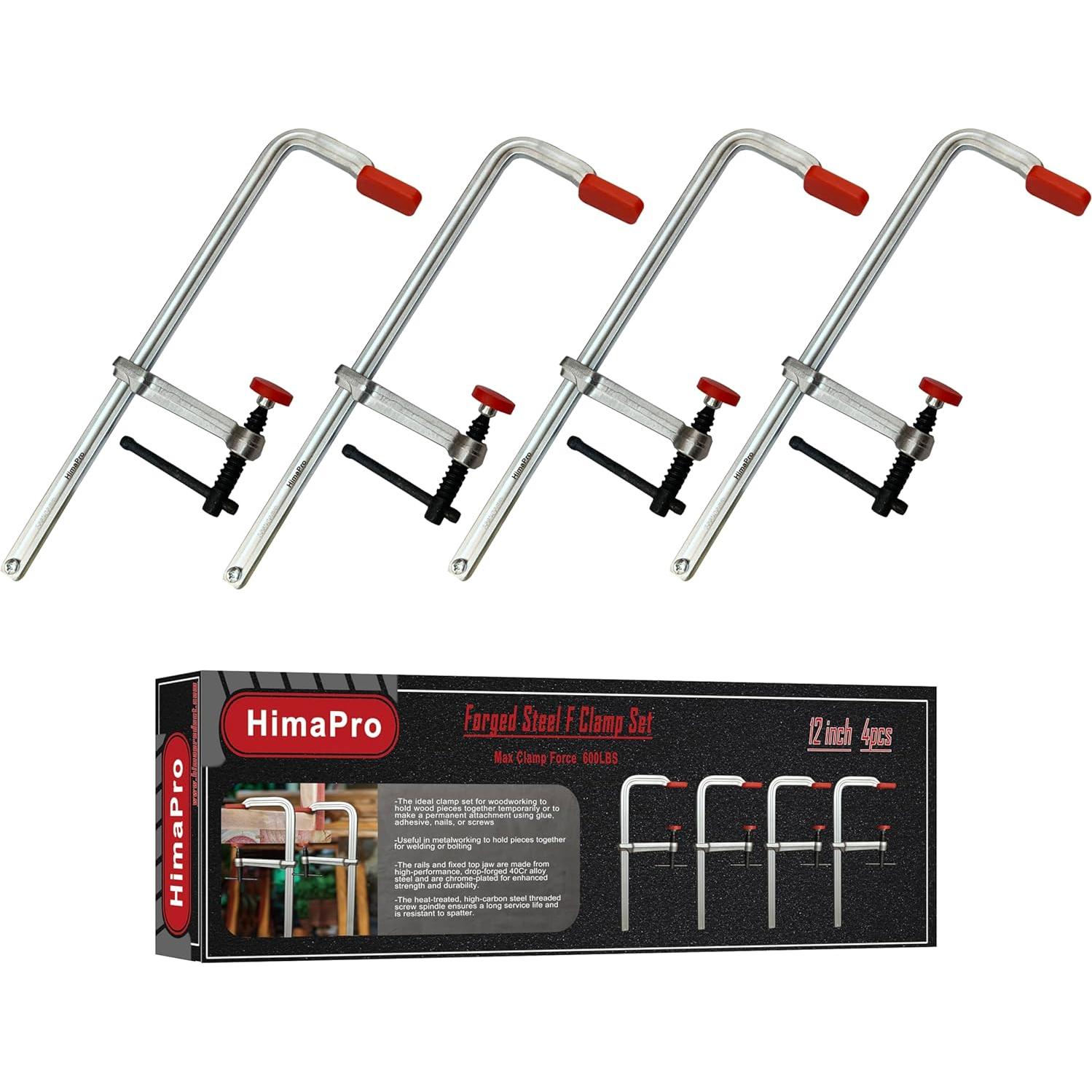 Juego de 4 Abrazaderas F HimaPro 12" Acero Forjado 272 kg