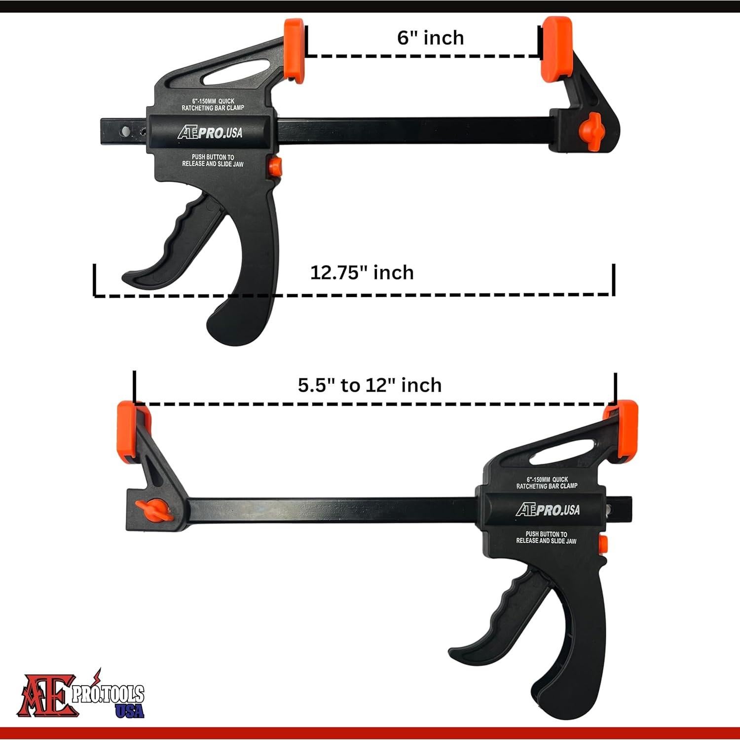 Juego de 6 Abrazaderas de Barra ATE Pro - 2x4" y 4x6"