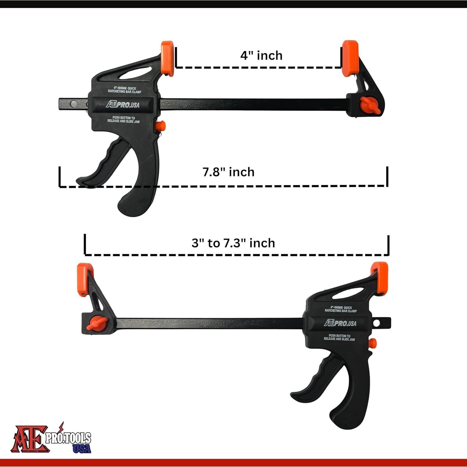 Juego de 6 Abrazaderas de Barra ATE Pro - 2x4" y 4x6"