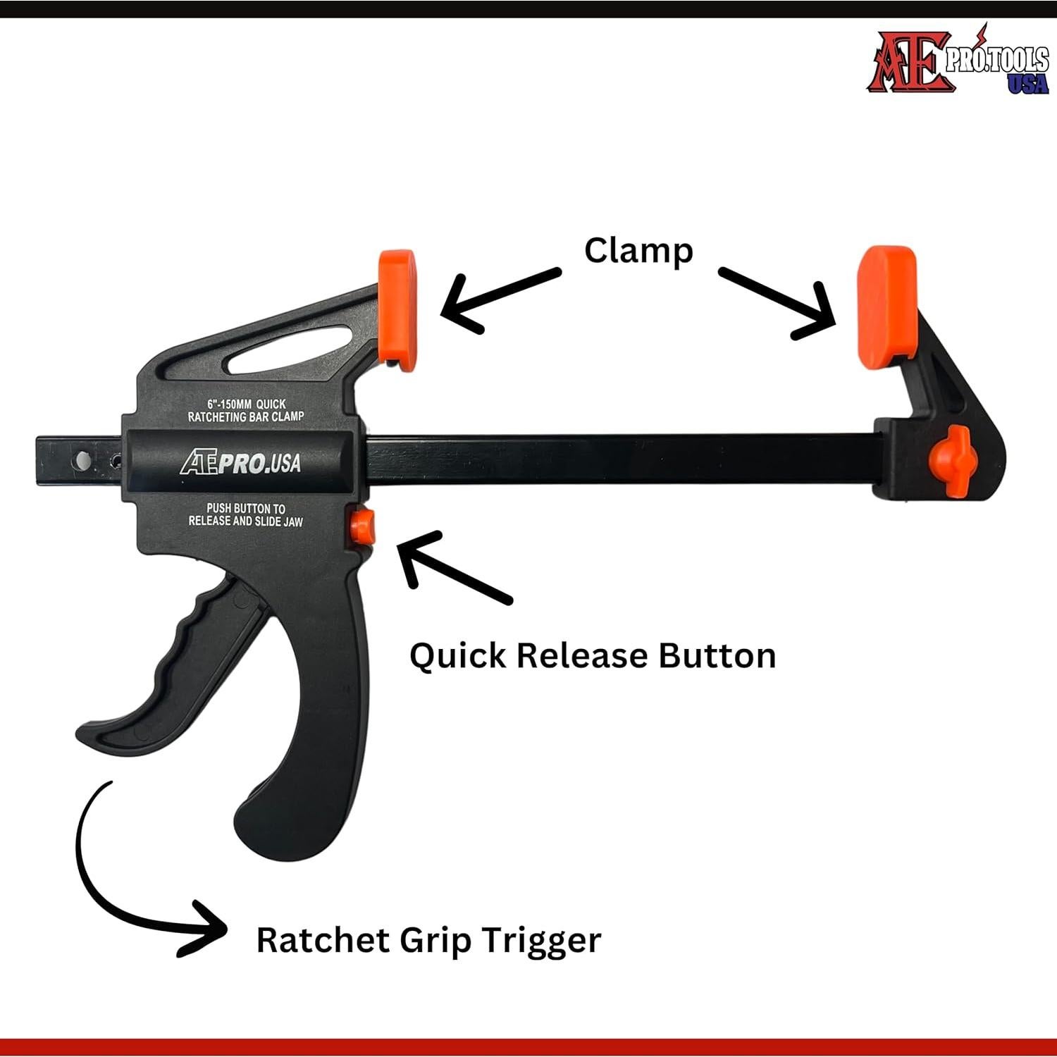 Juego de 6 Abrazaderas de Barra ATE Pro - 2x4" y 4x6"