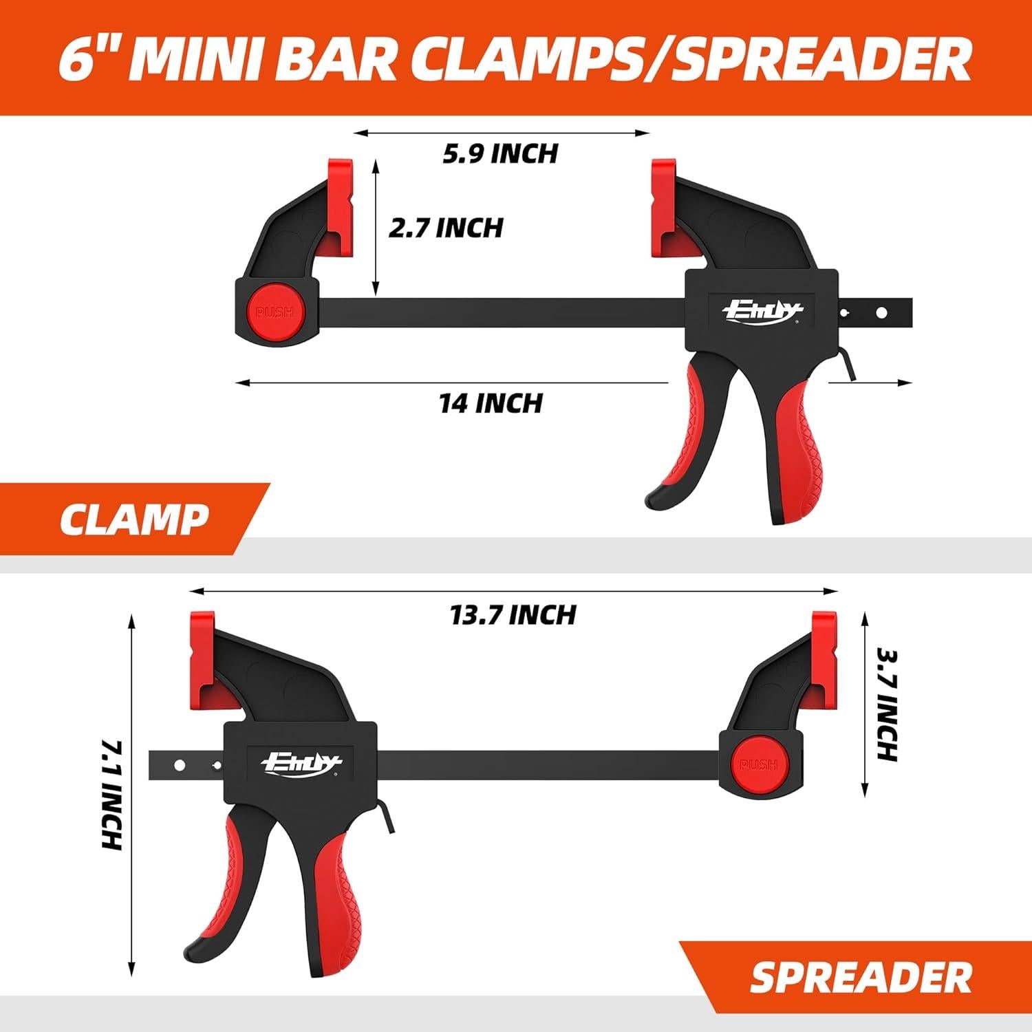 Juego de 4 Abrazaderas de Barra EHDY 15 cm Carga 77 kg