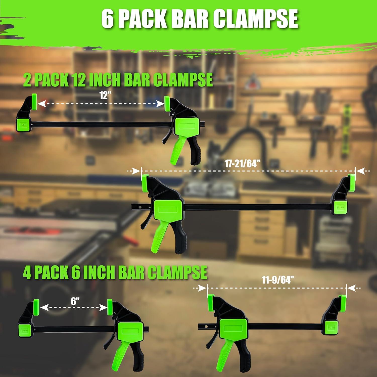 Abrazaderas de Madera SUNHZ MCKP 10-Pack 12" y 6" para Carpintería