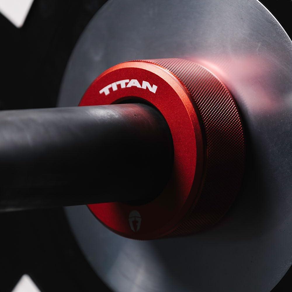 Collares de Barra Olímpica Titan Fitness TwistLock Pro Rojo