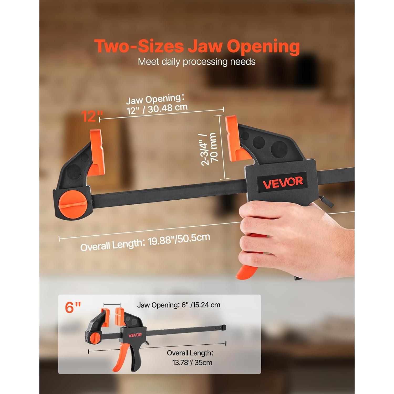 Abrazaderas para Carpintería VEVOR 30 cm y 15 cm, 4 Piezas