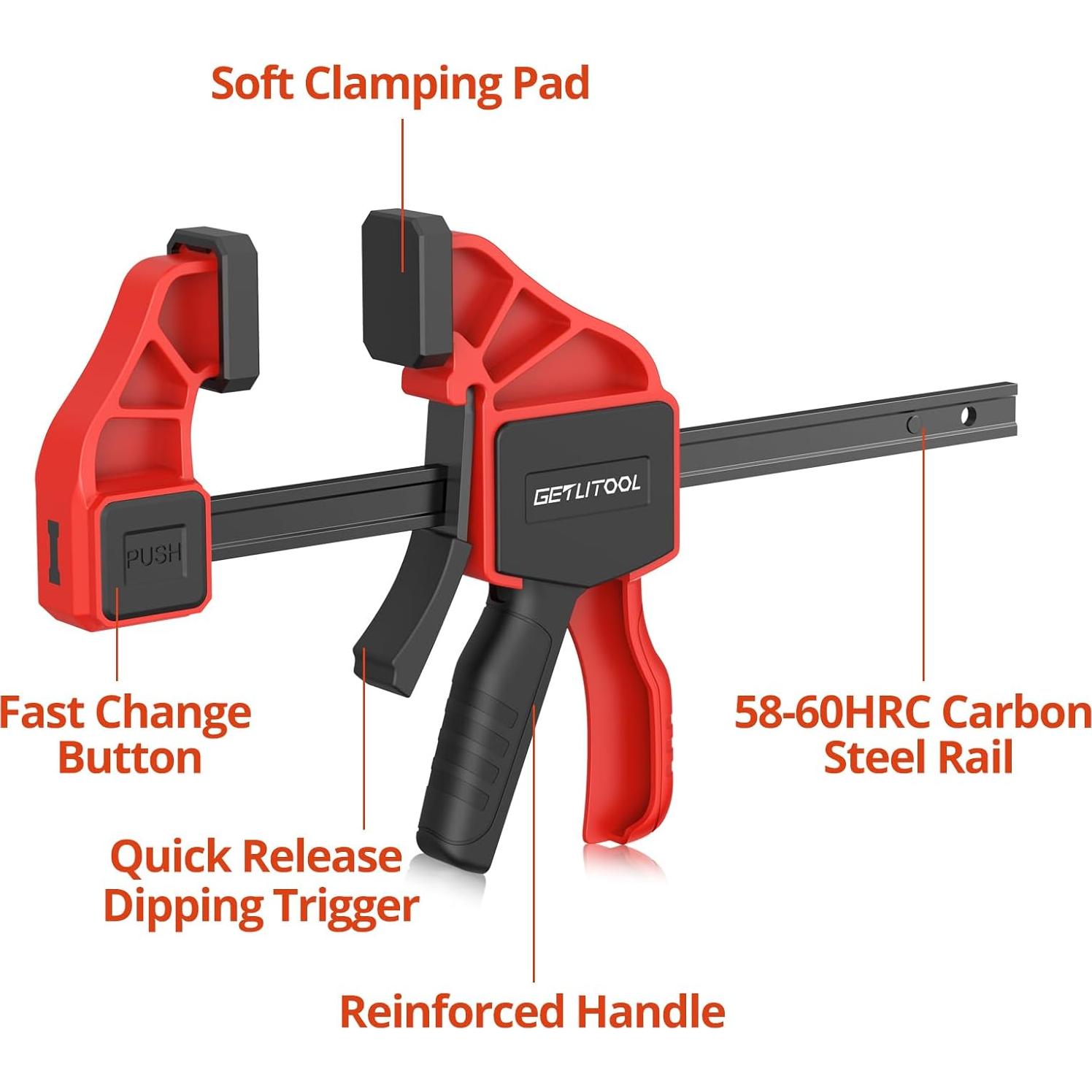 Abrazaderas de Carpintería GETLITOOL 6 Pulgadas 2 Pcs 165 lbs