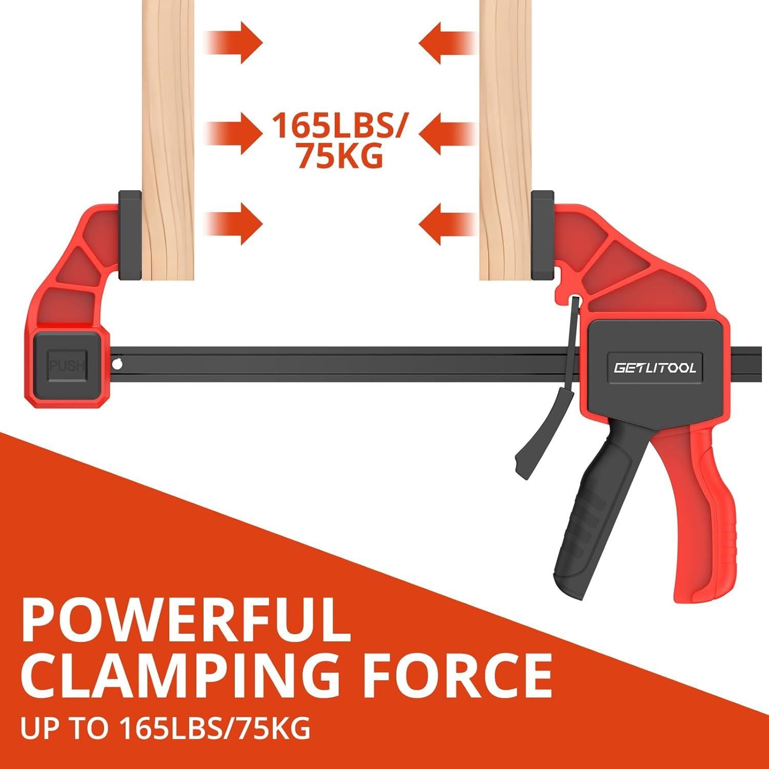 Abrazaderas de Carpintería GETLITOOL 6 Pulgadas 2 Pcs 165 lbs