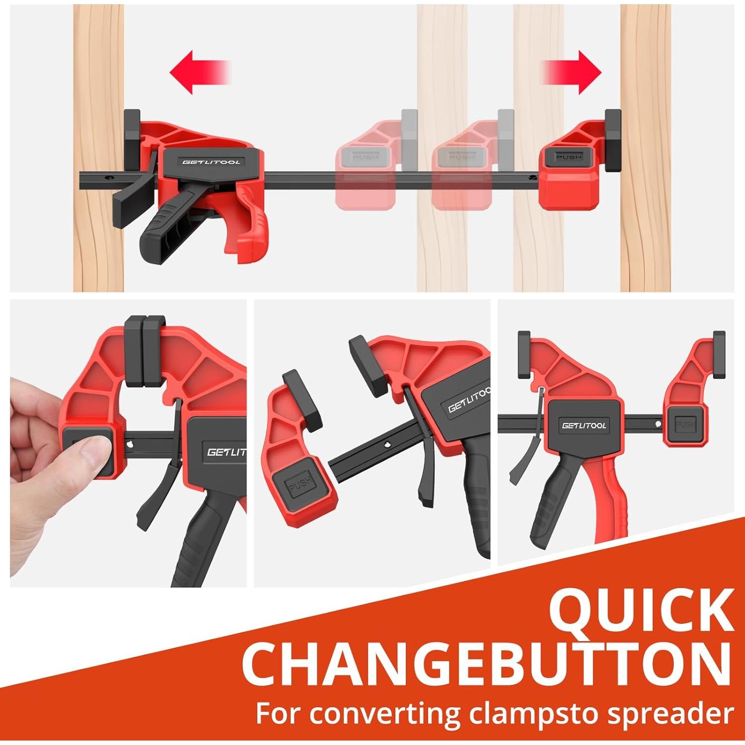 Abrazaderas de Carpintería GETLITOOL 6 Pulgadas 2 Pcs 165 lbs